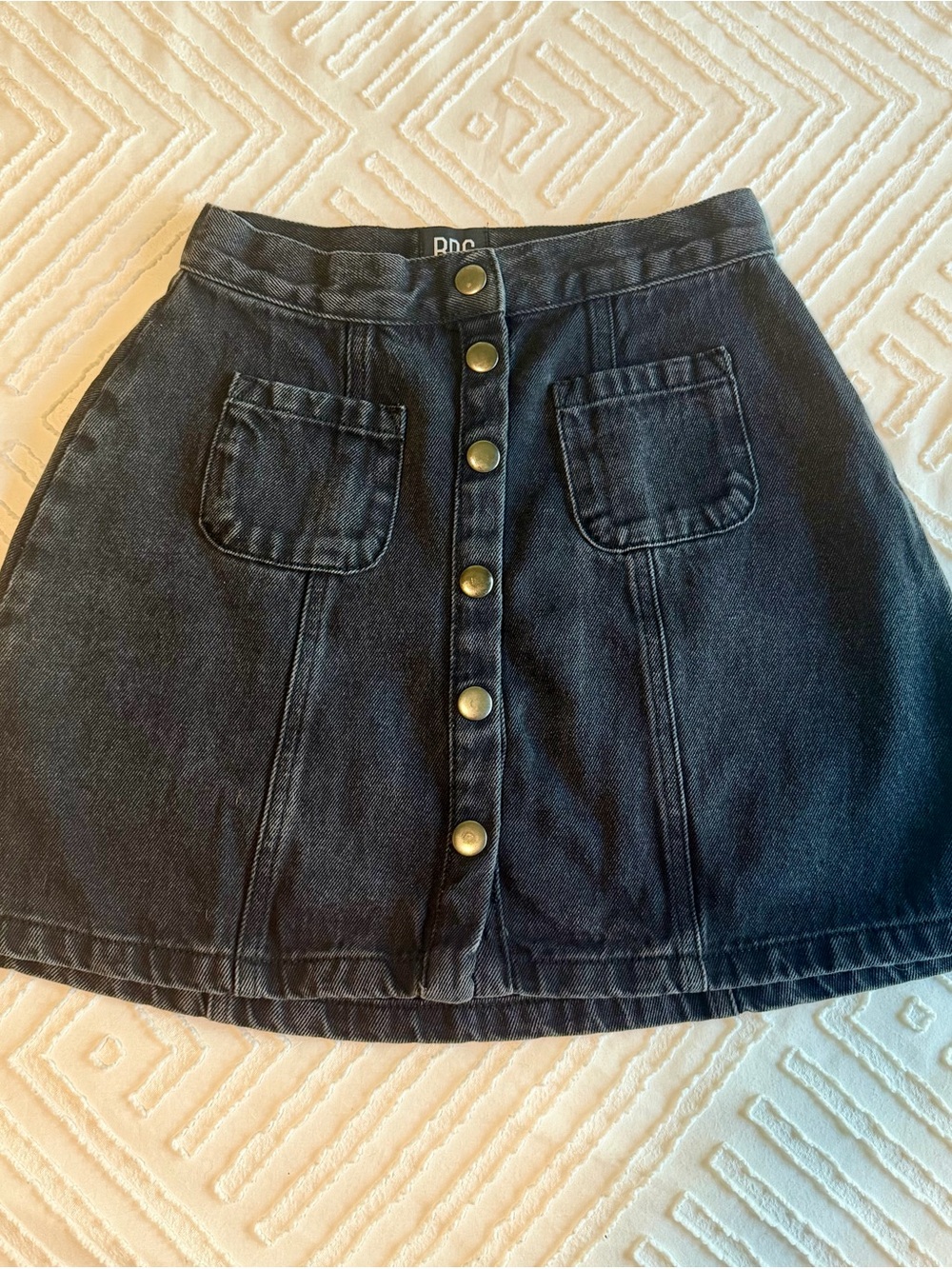BDG Black Button-Front A-Line Denim Skirt